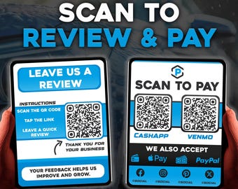 Car Detailing QR Scan To Pay & Review Template, Automotive Services Business, Pressure Wash, Interior and Exterior Clean, Mobile Mechanic
