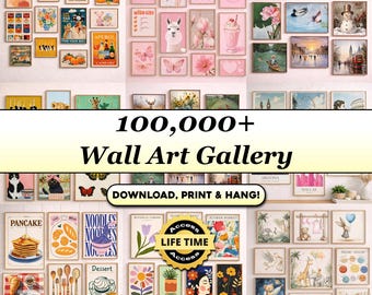 100,000+ Printable Wall Art Bundle | Gallery Wall Art Set | Maximalist, Vintage & Modern Prints | Trendy Dopamine Posters, Instant Download
