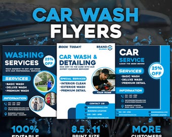 Car Detailing Flyers Template, Automotive Services Business Poster, Pressure Wash, Interior & Exterior Clean, Mobile Mechanic Sign Marketing