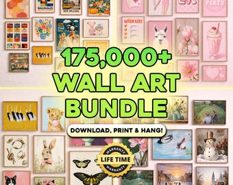 175,000+ Printable Wall Art Bundle | Gallery Wall Art Set | Maximalist, Vintage & Modern Prints | Trendy Dopamine Posters, Instant Download