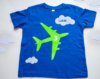 Printable airplane birthday t-shirt PDF iron-on in green: Make your own airplane birthday party t-shirt - INSTANT DOWNLOAD