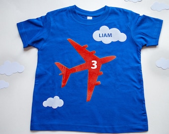 Airplane birthday t-shirt printable iron-on | Make your own DIY airplane birthday t-shirt | Two colors Red, Green | Airplane party supplies