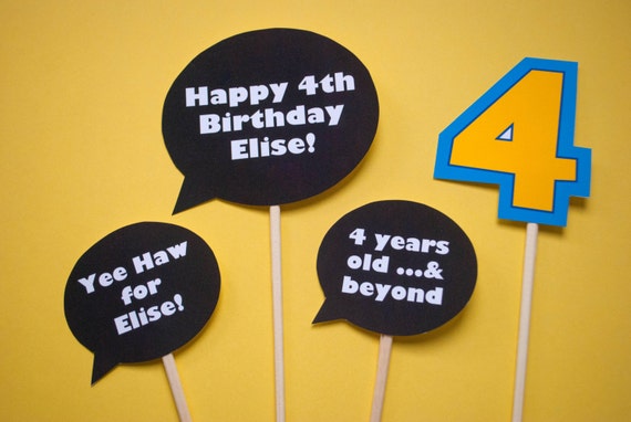 EDITABLE Sayings Bubbles and Birthday Ages printable PDF for a Toy Story birthday party - Use as Photo Props or Party Decorations Il_570xn