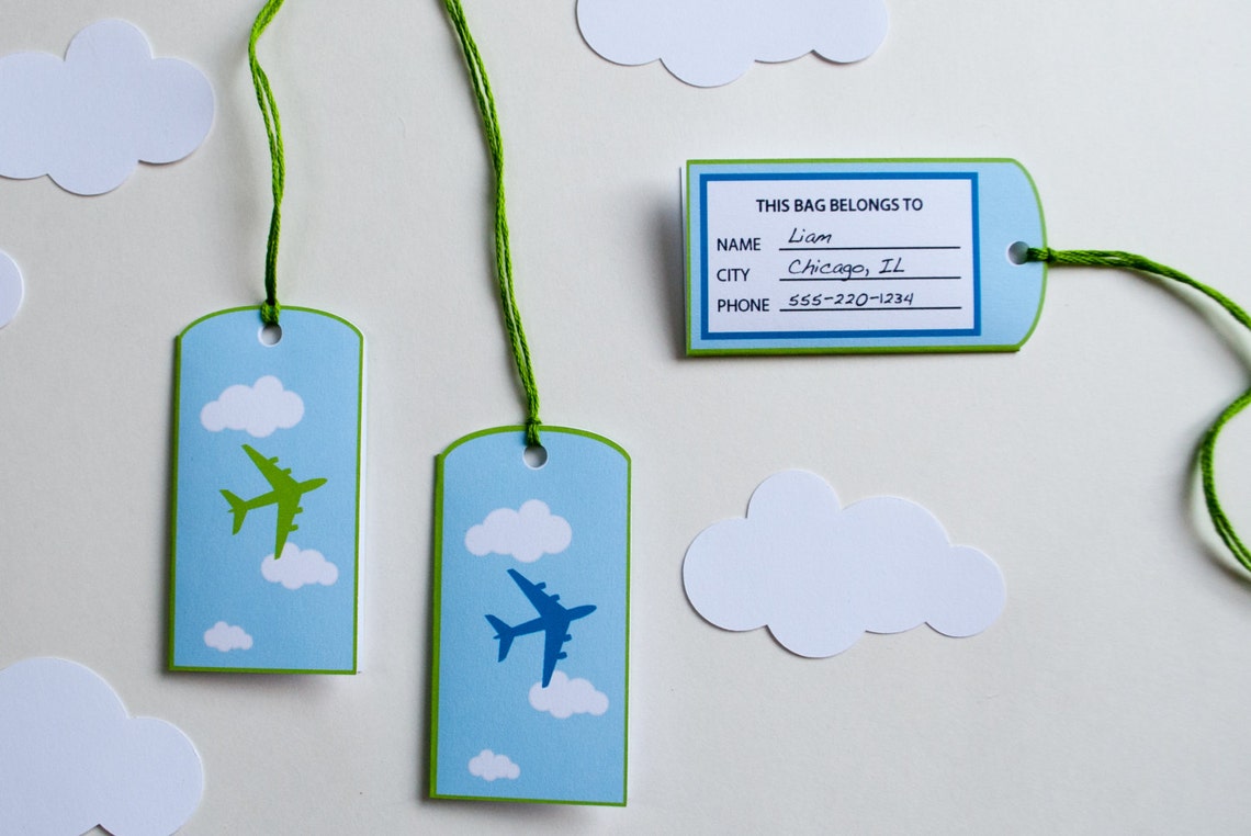 Airplane Favor Bag Tags Printable PDF Luggage Tags for | Etsy