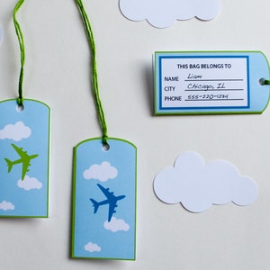 Airplane Favor Bag Tags Printable PDF | Luggage Tags for Goodie Bags ...