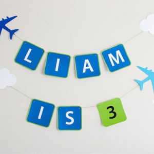 All letters! Airplane Birthday Banner Printable | Airport Birthday Party Decorations | Aviation Party Supplies - Personalized Editable PDF