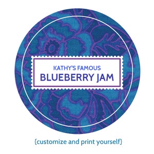Printable canning labels in blue - Custom and Editable - Type to personalize and print, re-use again and again - Instant Download