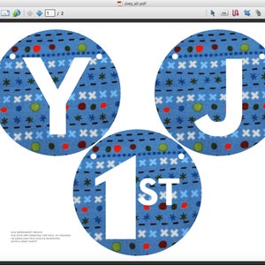 Printable Personalized Happy Birthday Banner, Circles With Blue X's and ...