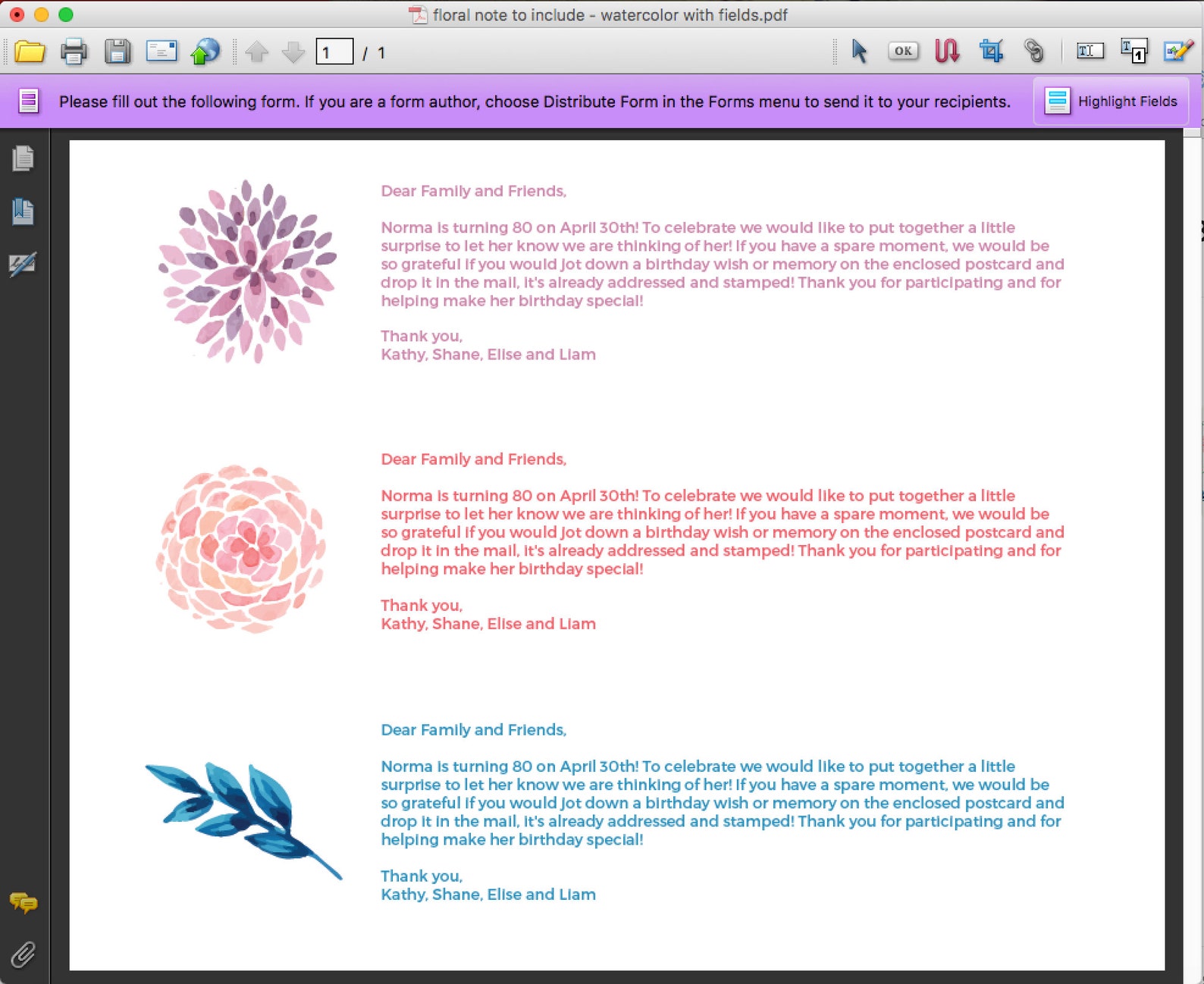 Any Age Milestone Birthday Postcards Personalized Digital Etsy