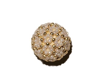 18mm Pearl and Gold color Beaded Bead