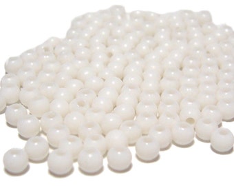 4mm Smooth Round Acrylic Beads White 200 beads