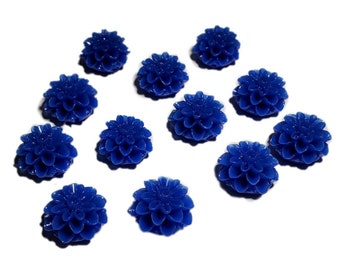 Harz Blume Chrysanthemen Flatback Cabochon Blumen blau 10mm