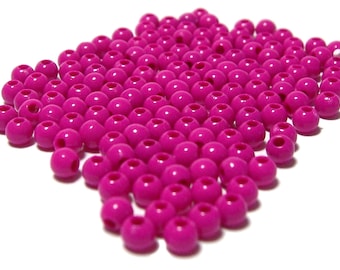 4mm Smooth Round Acrylic Beads in Fuchsia 200 beads