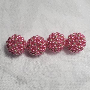 14mm Pearl Cluster Beaded Beads Pink and Silver handmade beads Wedding beads image 2