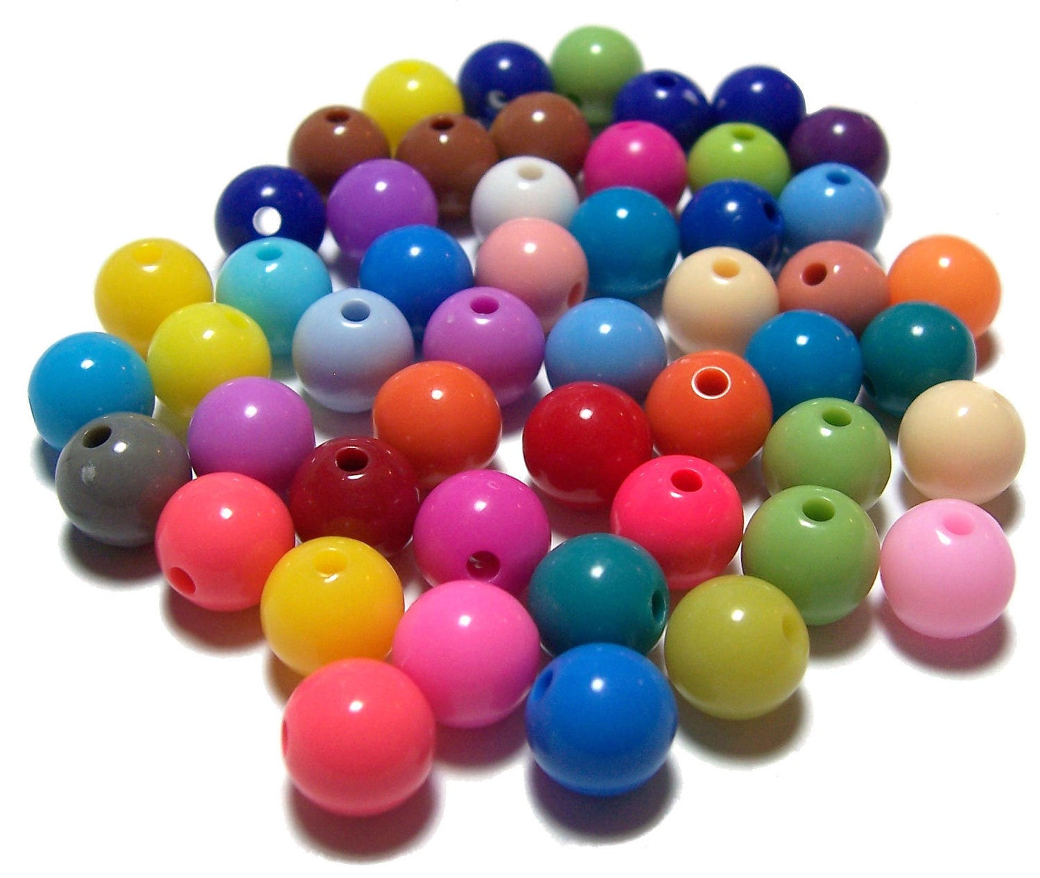 10mm Smooth Round Acrylic Beads in a Colorful Mix 70 Beads Etsy