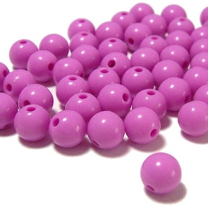 BULK QUANTITIES 8mm Smooth Round Acrylic Beads in Rose Purple  200 beads