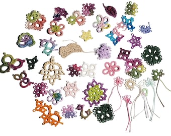 Tatted embellishments sampler pack assorted lace appliques 40+ pieces