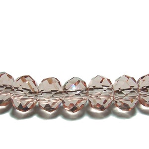 4x6mm Chinese faceted glass crystal beads in Peach 30pcs image 1