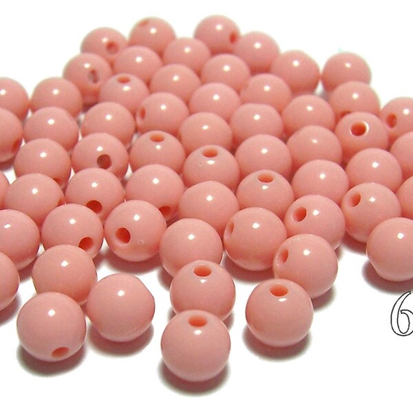 6mm Smooth Round Acrylic Beads in Peach 100pcs