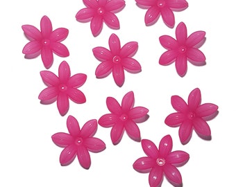 Resin Flowers 34mm Pink 10pcs Flower beads