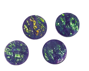 16mm Resin faceted Purple opal cabochons 4pcs