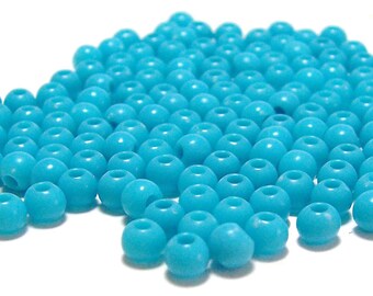 4mm Smooth Round Acrylic Beads in Light Turquoise Blue 200 pcs