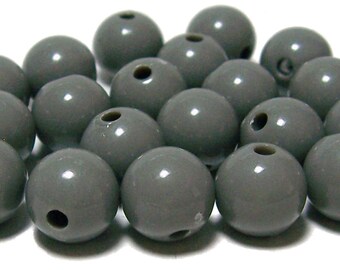 10mm Perles en plastique acrylique opaque en Gris 20pcs