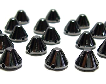 10mm Acrylic Gunmetal cone flat top spikes 25pcs