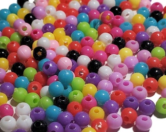 4mm Glatte Runde Acrylperlen bunt Pastell Mix 500 Perlen