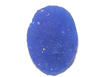 18x25mm Oval Faux Druzy Blue Nugget Cabochon 1 piece