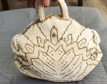 Vintage Beaded Purse 1950's 1960's Wedding Clutch