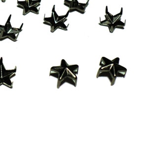 10mm Star nail head rivets pronged studs Gunmetal color 50pcs