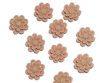 Resin Flower Chrysanthemums flatback cabochon flowers Mocha color 10mm