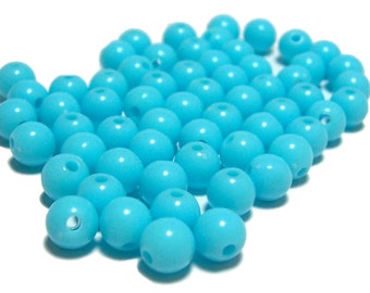 6mm Smooth Round Acrylic Beads in Light Aqua 100pcs