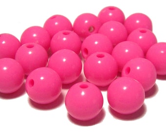 BULK QUANITITES 10mm Smooth Round Acrylic Beads in Bubblegum Pink 70 beads