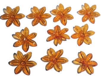 Acrylic Flowers 34mm Transparent Orange 10pcs Flower beads