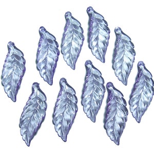 Acrylic leaf charm beads transparent purple color 10pcs