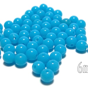 6mm Smooth Round Acrylic Beads in Sky Blue 100pcs