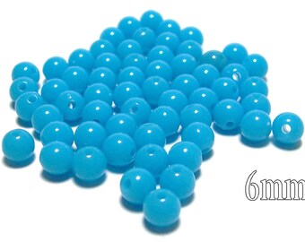 6mm Smooth Round Acrylic Beads in Sky Blue 100pcs