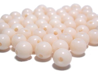 6mm Smooth Round Acrylic Beads in off white color 100pcs