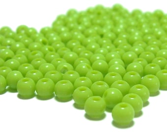 4mm glatte Runde Acryl Perlen in Schlüssel Lime grün 200 Stück