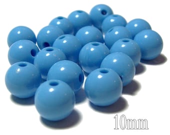 10mm Opaque acrylic plastic beads in Cornflower blue color 20 beads