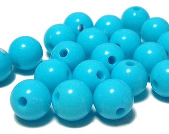 10mm Opaque acrylic plastic beads in Light Aqua 20 beads