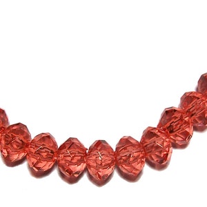 4x6mm faceted acrylic rondelle beads in Coral 100 beads