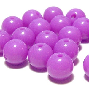 BULK QUANITITES 10mm Smooth Round Acrylic Beads in Rose Purple 70 beads