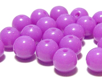 10mm Opaque acrylic plastic beads in Rose Purple 20 beads