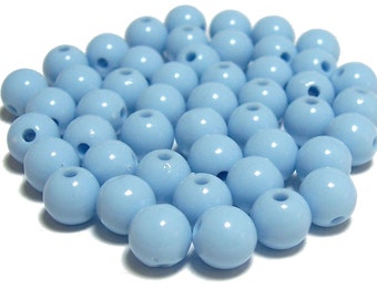 Perles acryliques rondes lisses de 8 mm en pervenche légère