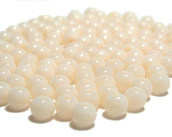 4mm Lisse Ronde perles acryliques dans Off White 200 pcs