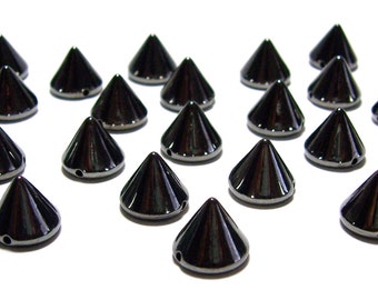 12mm Acrylic Gunmetal cone spikes 20pcs