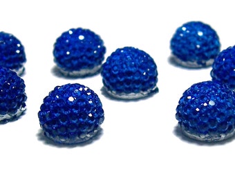 10mm flatback ball cabochon resin rhinestone half bead in Sapphire blue